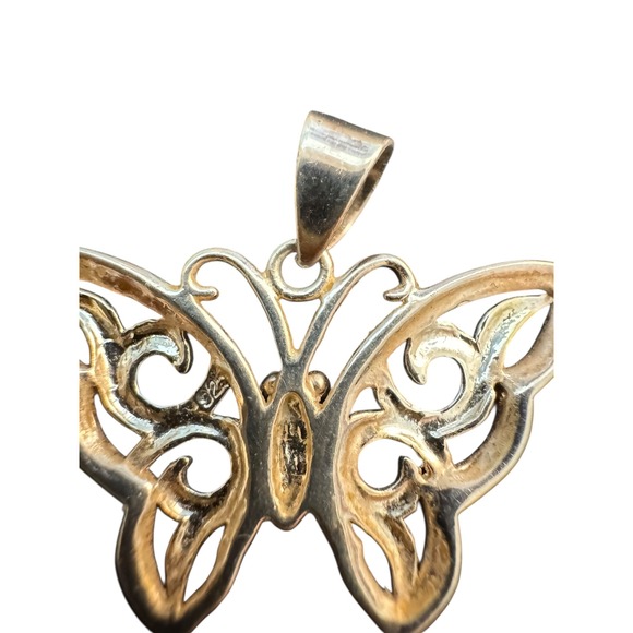 Silver 925 Stamped Butterfly Pendant Charm Insect Jewelry - Picture 6 of 6